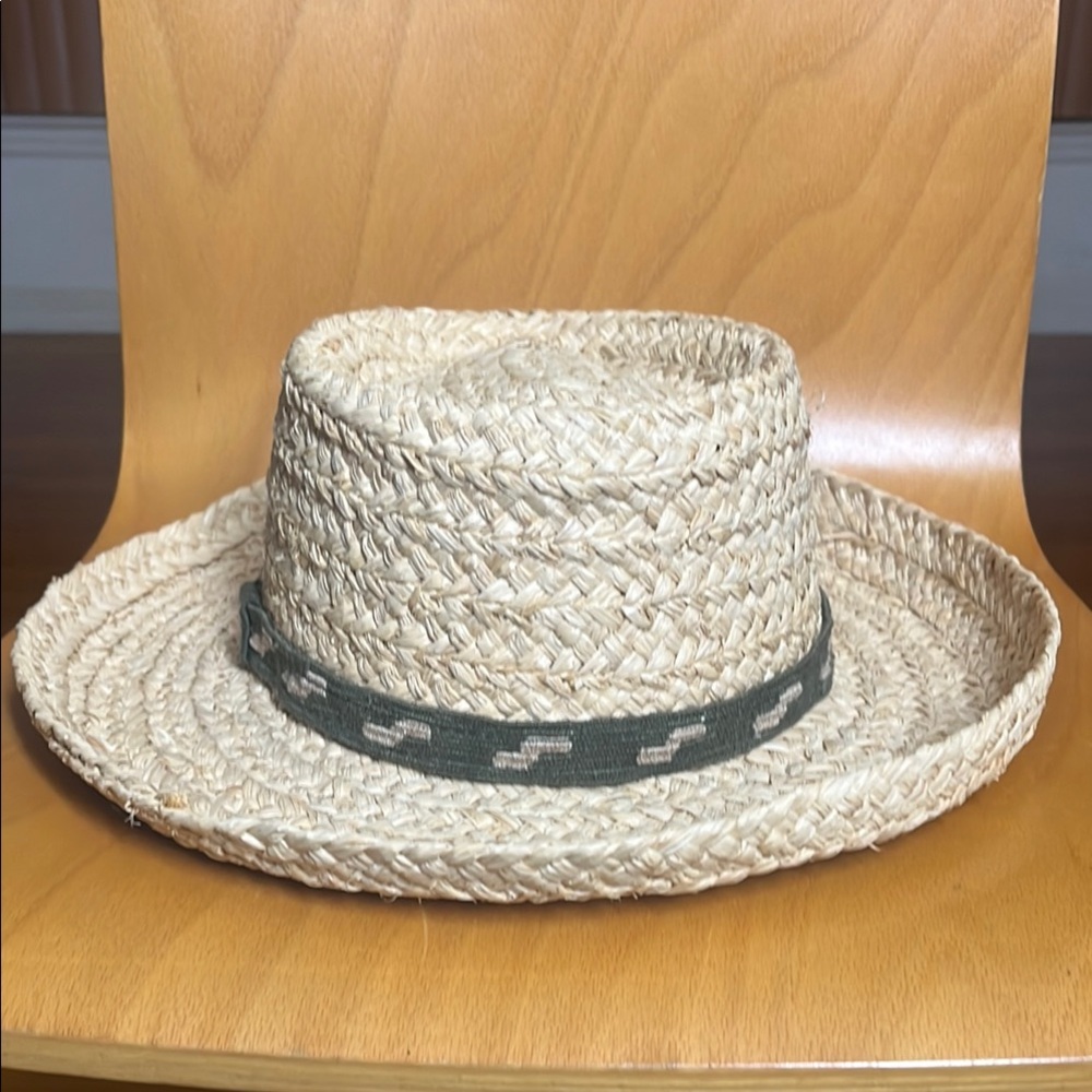 Discovery Channel vintage Natural Straw Hat with Green Band